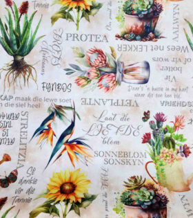 Printed Mini-Matt - Blomme Afrika - Cream