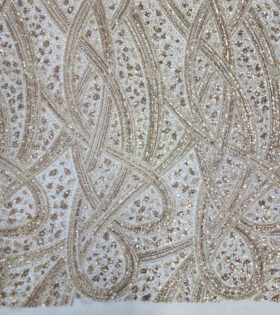 Heavy Beaded Tulle - Rose Gold