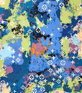 Printed Rayon Poplin - LV - Navy Blue