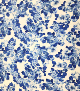 Printed Crinkle Georgette - Floral - Royal Blue