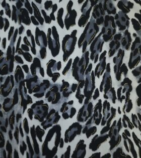 Printed Foil Crepe - Animal Print - Grey