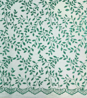 Leaf & Twig Sugar Metallic Tulle - Bottle Green