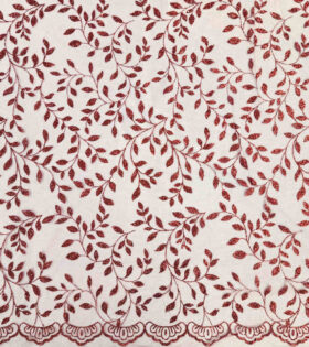 Leaf & Twig Sugar Metallic Tulle - Red