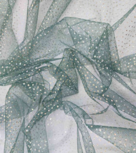 Glitter Dot Tulle - Bottle Green