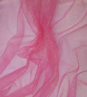 Glitter Dot Tulle - Cerise Pink