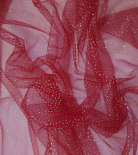 Glitter Dot Tulle - Maroon