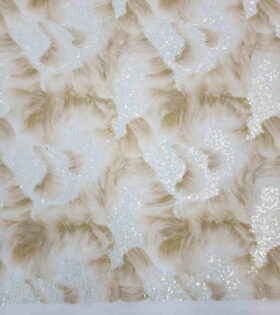Beaded Pleated Tulle - Beige