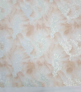 Beaded Pleated Tulle - Peach