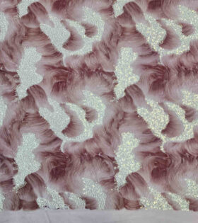 Beaded Pleated Tulle - Maroon