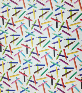 Upholstery Printed Vinyl - Pencils - Multicolored