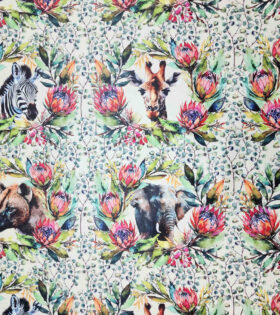 Upholstery Printed Vinyl - South African Wild - Cream Of Mushroom
