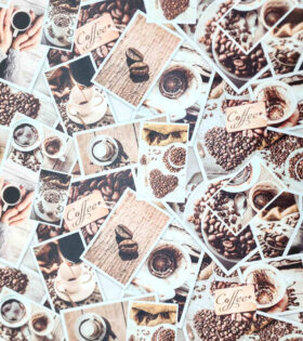 Upholstery Printed Vinyl - Coffee Time - Coffee