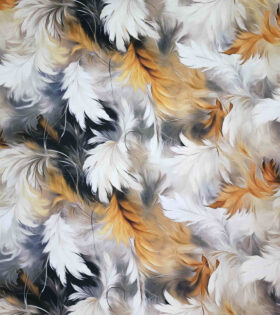 Digital Printed Duchess Satin - Feathers