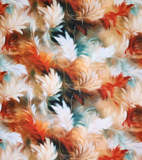Digital Printed Duchess Satin - Feathers