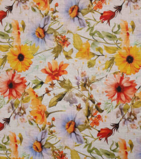 Printed Cotton Slub - Orange