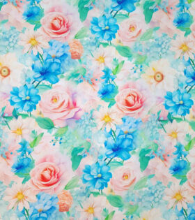 Rayon Challis D#1 - Floral - Blue