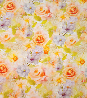 Rayon Challis D#1 - Floral - Sulphur Yellow