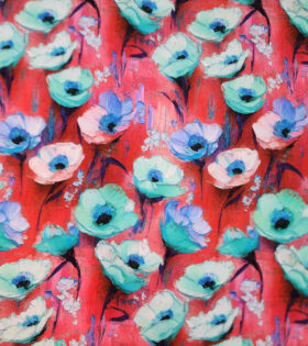 Rayon Challis D#5 - Floral - Red