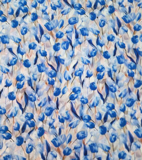 Rayon Challis D#2 - Floral - Royal Blue