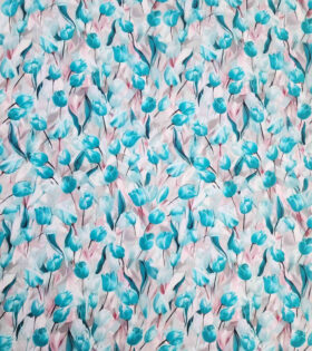 Rayon Challis D#2 - Floral - Aqua