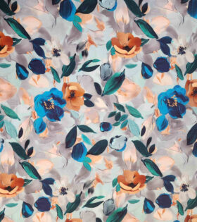 Rayon Challis D#11 - Floral - Grey