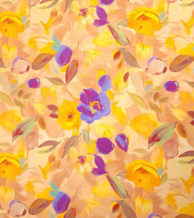 Rayon Challis D#11 - Floral - Orange