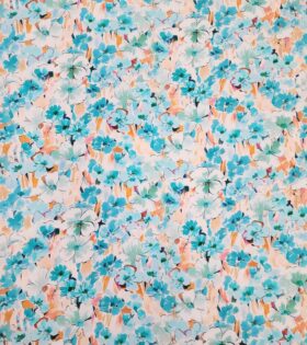 Rayon Challis D#9 - Floral - Aqua