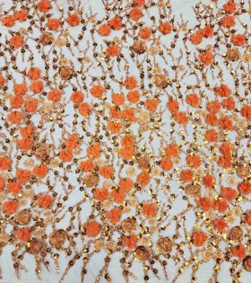 Reimah Beaded Tulle - Orange
