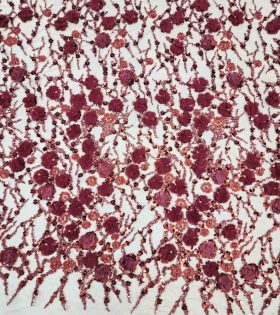 Reimah Beaded Tulle - Maroon