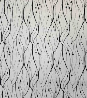 Pearl Embroidered Tulle - Black