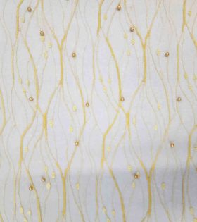Pearl Embroidered Tulle - Mustard