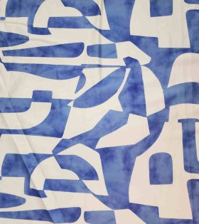 Printed Armani Satin - Abstract - Blue