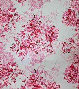 Printed Armani Satin - Floral - Cerise Pink