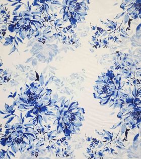 Printed Armani Satin - Floral - Royal Blue