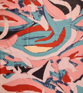 Printed Armani Satin - Abstract - Guava