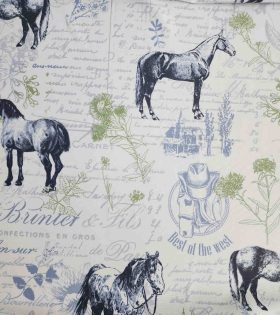 Printed Mini Matt - Horses - White
