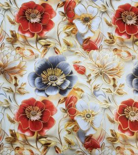 Foil Look Printed Duchess Satin