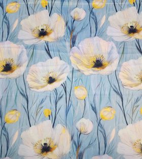 Digital Printed Duchess Satin - Floral - Aqua