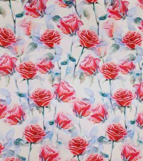 Digital Printed Duchess Satin - Roses - Cream