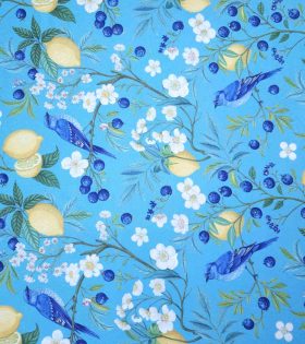 Printed Mini Matt - Lemon & Birds - Blue