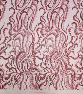 Embroidered Evening Tulle - Red