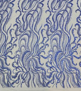 Embroidered Evening Tulle - Royal Blue