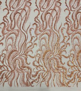 Embroidered Evening Tulle - Orange