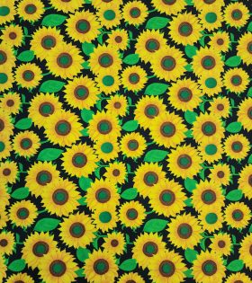 Printed Poly Cotton - Sunflower - Black