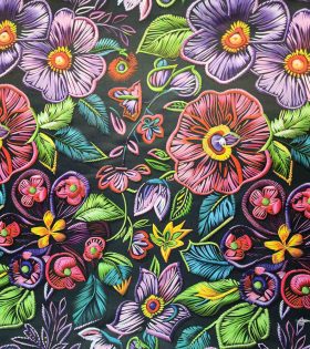 Digital Printed Duchess Satin - Floral - Purple