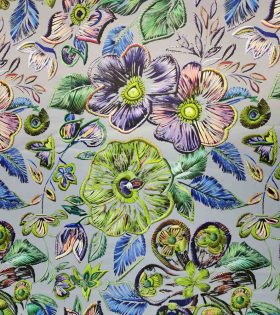 Digital Printed Duchess Satin - Floral - Green