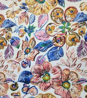 Digital Printed Duchess Satin - Floral - White