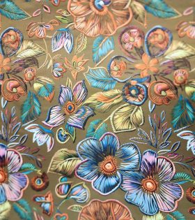 Digital Printed Duchess Satin - Floral - Olive
