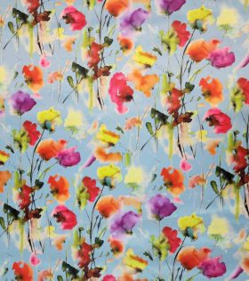 Digital Printed Duchess Satin - Floral - Aqua