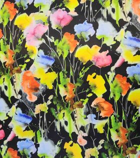 Digital Printed Duchess Satin - Floral - Black